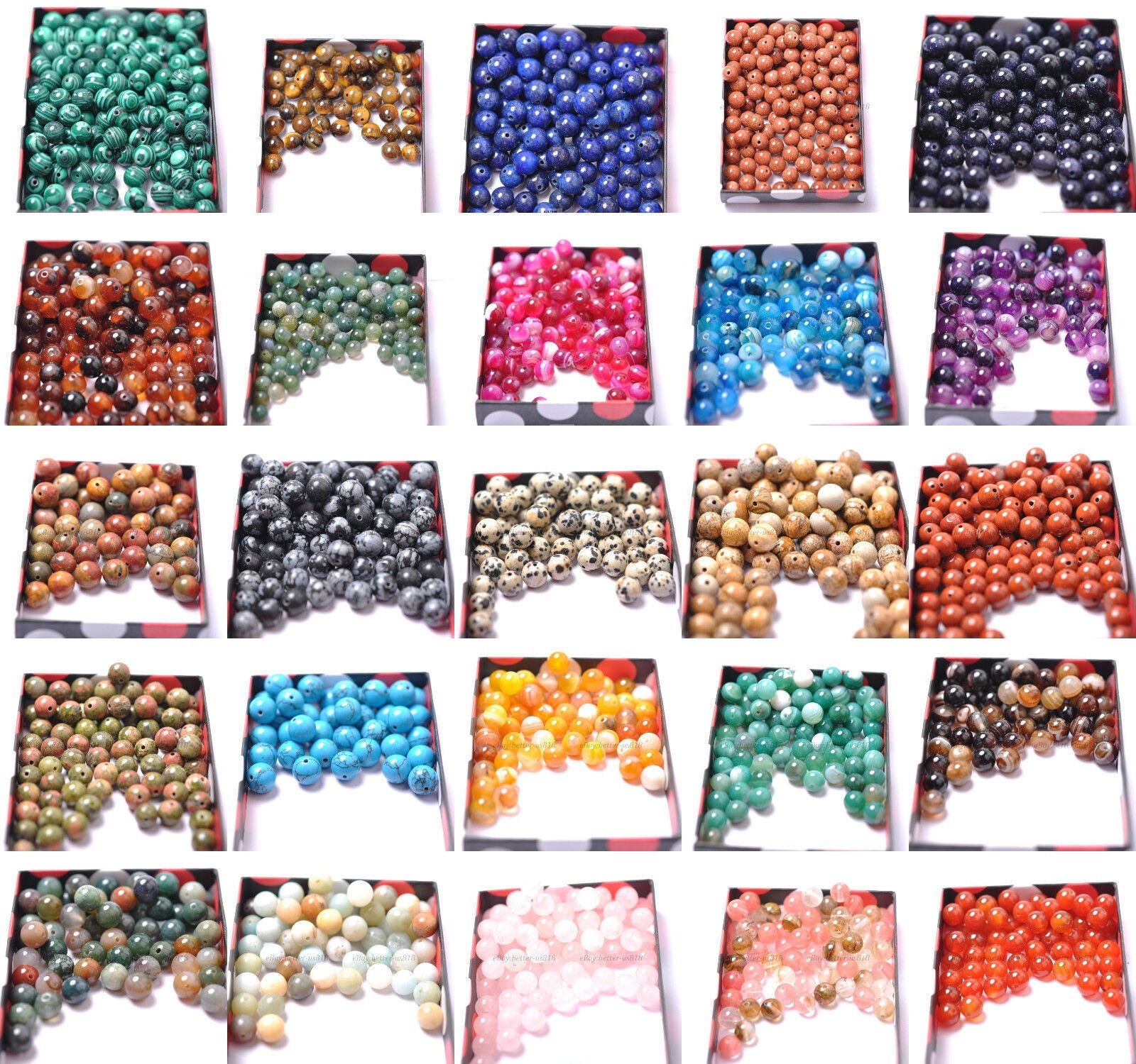 Wholesale/Natural Gemstone Round Charm Spacer Loose Beads 4MM 6MM 8MM 10MM 12MM