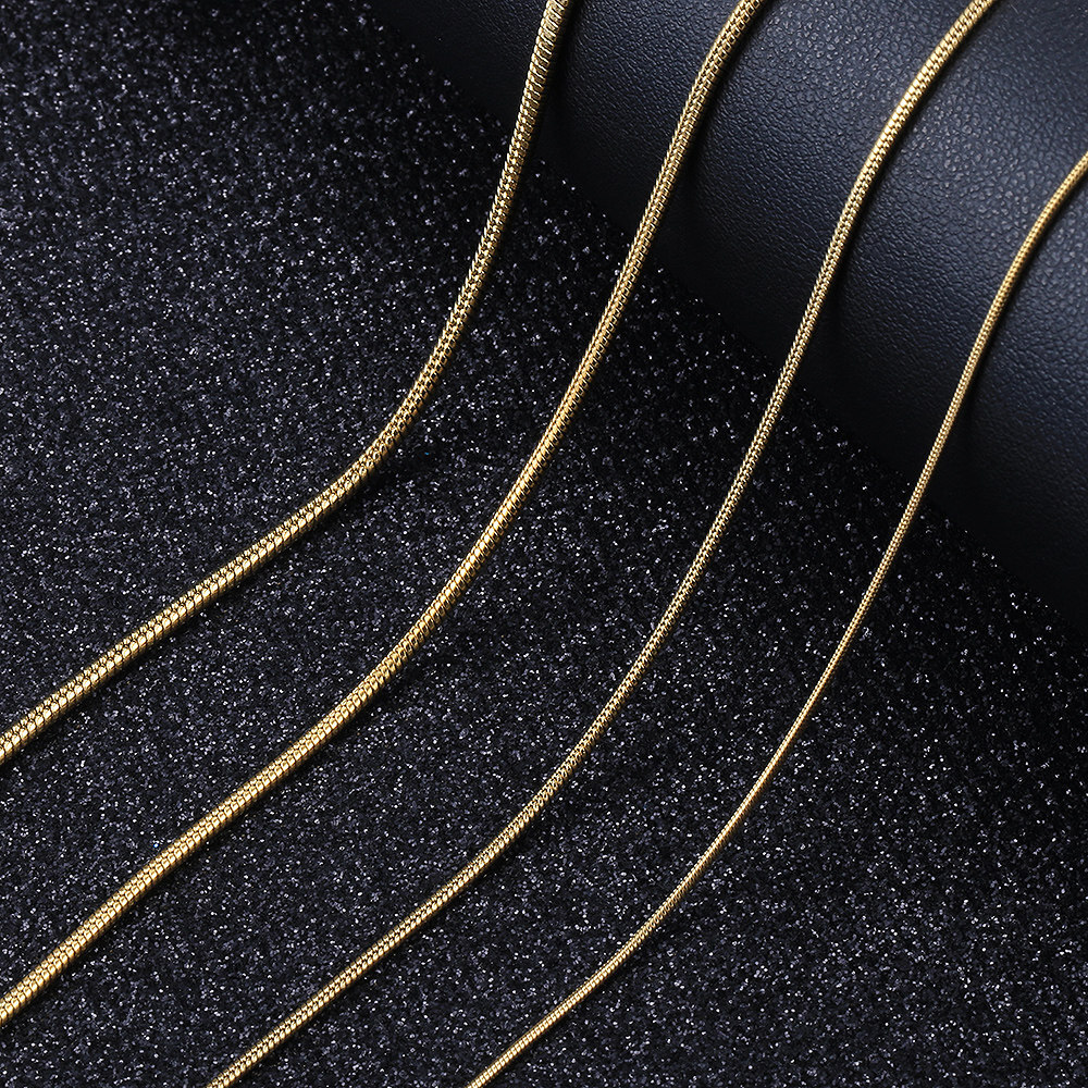 0.9-2.0mm Gold Plated Stainless Steel Square Snake Chain Necklace Women Men Link