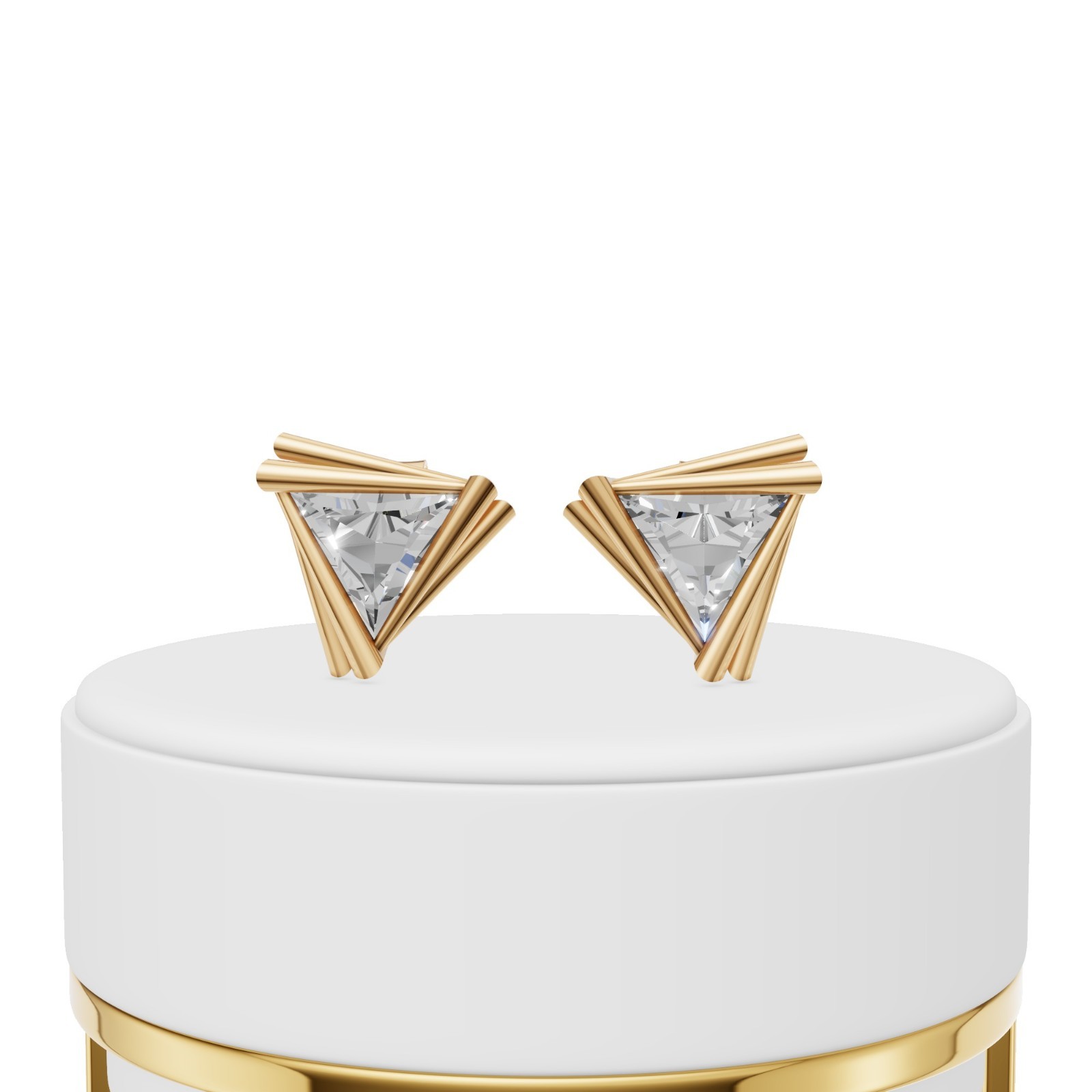 1.06 CTW Trillion Lab Grown Diamond Stud Earrings Solid Gold Geometric Earrings
