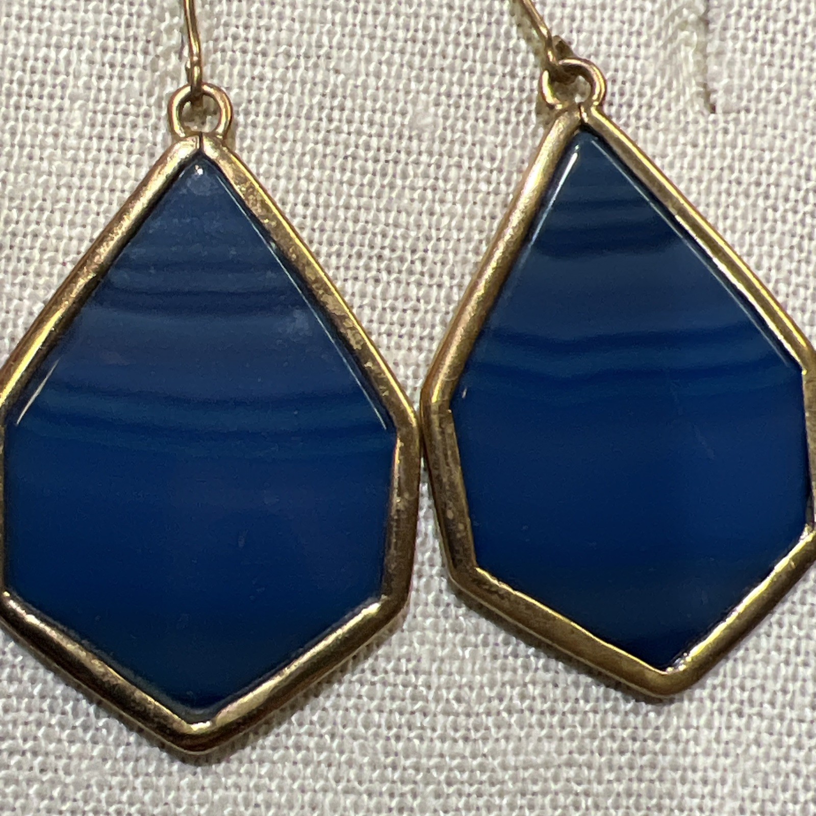 F26- Designer Studio Barse Blue Art Glass Bronze Dangle Earrings