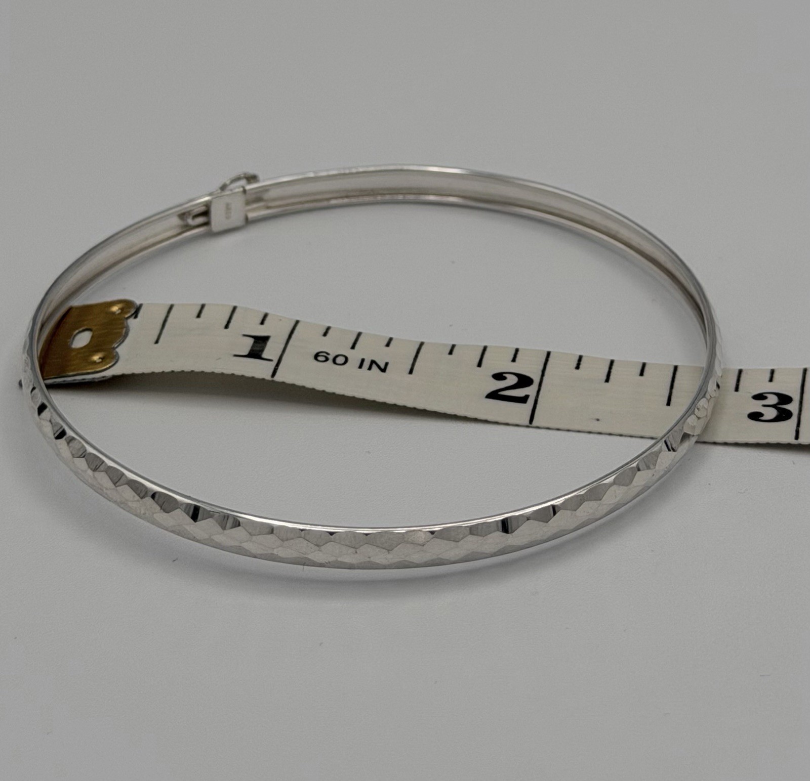 925 Sterling Silver Hammered Textured Bangle Bracelet 4.2mm 4g New