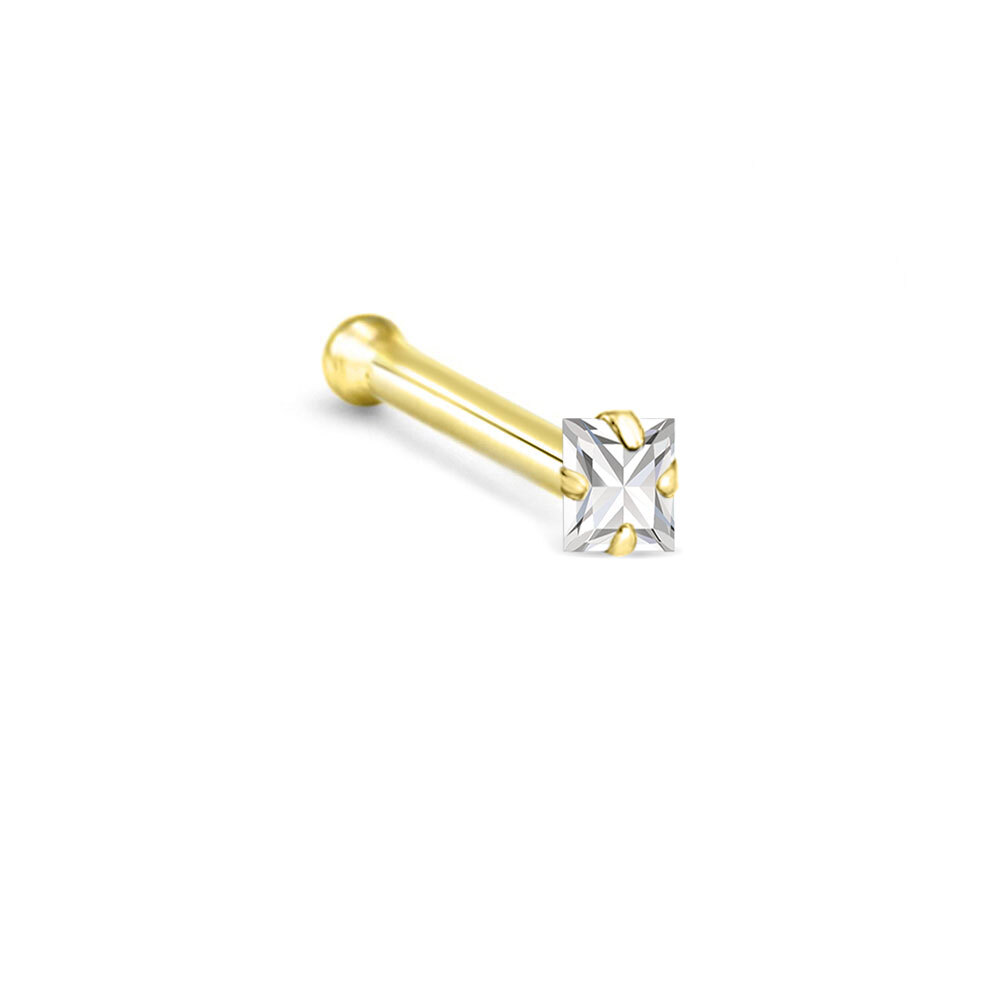 10K Solid Gold Nose Bone Stud 1.8mm, 2mm Square 22G