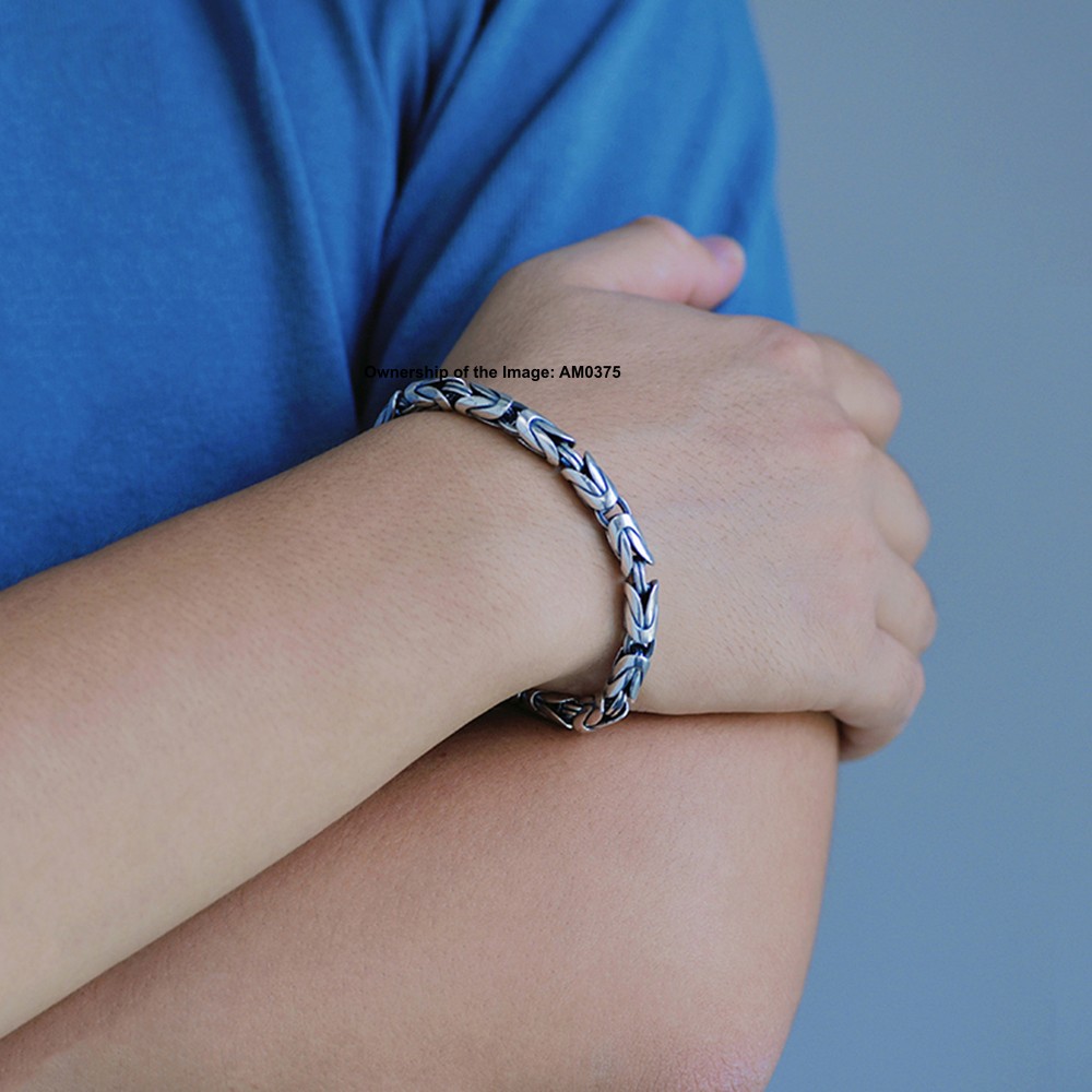 Pure 925 Silver Byzantine Link Chain Bracelet for Men/Women Vintage Look 5mm W