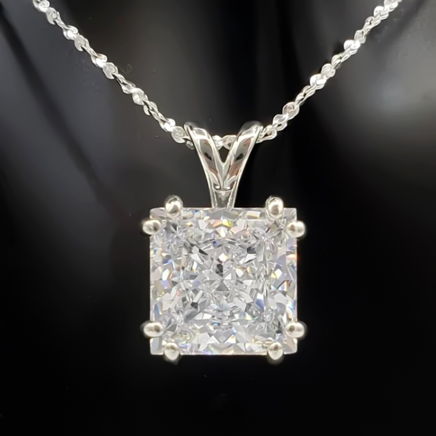4.01 Ct Princess Cut Diamond Pendant 925 Silver Holiday Jewelry Gift