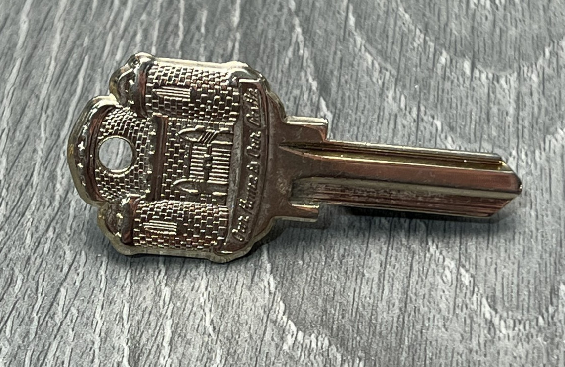 Vintage Souvenir Key Tie Clip “Our Home Is Our Castle” Realtor Buyer Collectible