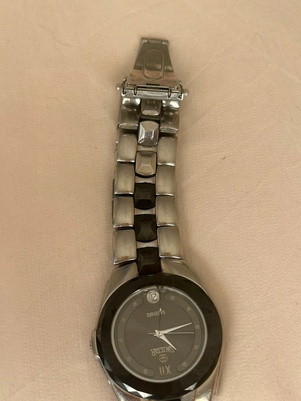 Swistar 6888-1 M Swiss Quartz Watch – Working – Cracked Sapphire Glass As-Is