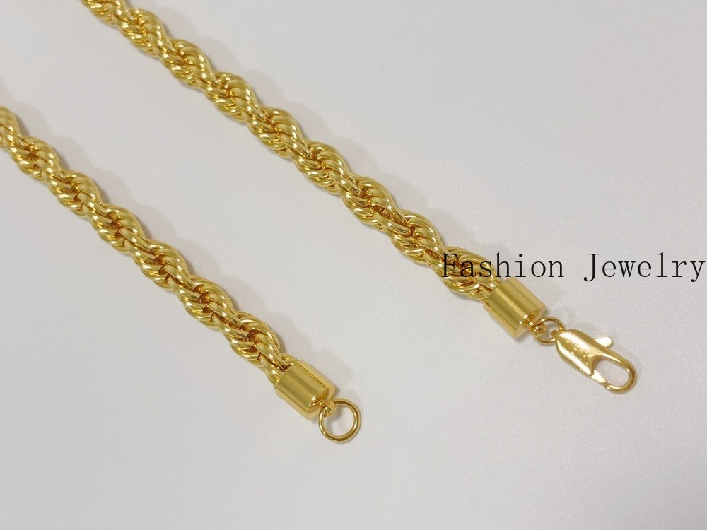 18K Yellow Gold Diamond Cut Rope Chain 10mm NecKlace Mens Womens 28″