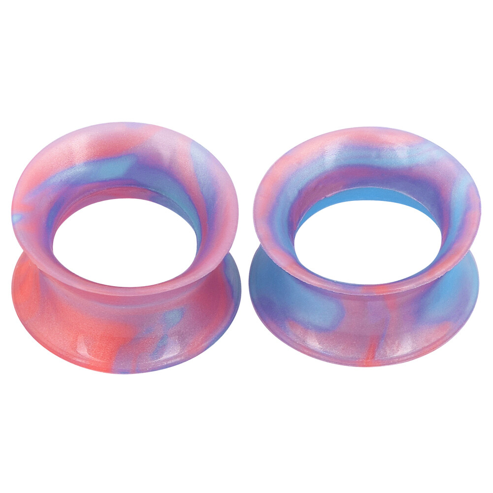 Pair Colorful Soft Silicone Ear Gauges Plugs Ear Flesh Tunnels Expander 2g-3/4″