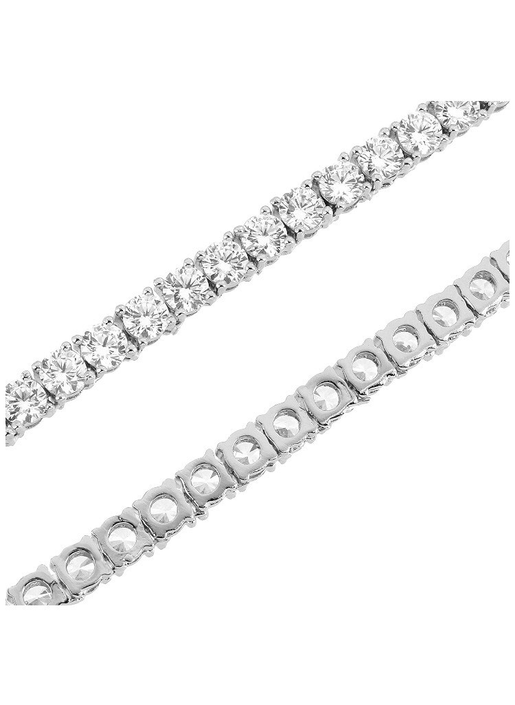 Unisex 1 Row Silver Finish Solitaire Bling Tennis Chain Necklace 16-30 inches
