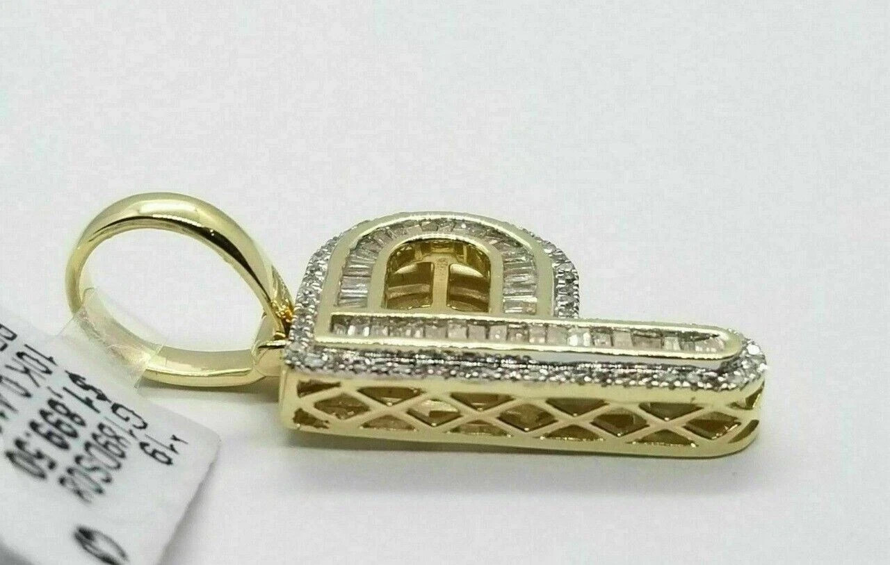 14K Yellow Gold Finish Initial “P ” Pendant 1.70Ct Lab Created Diamond Baguette