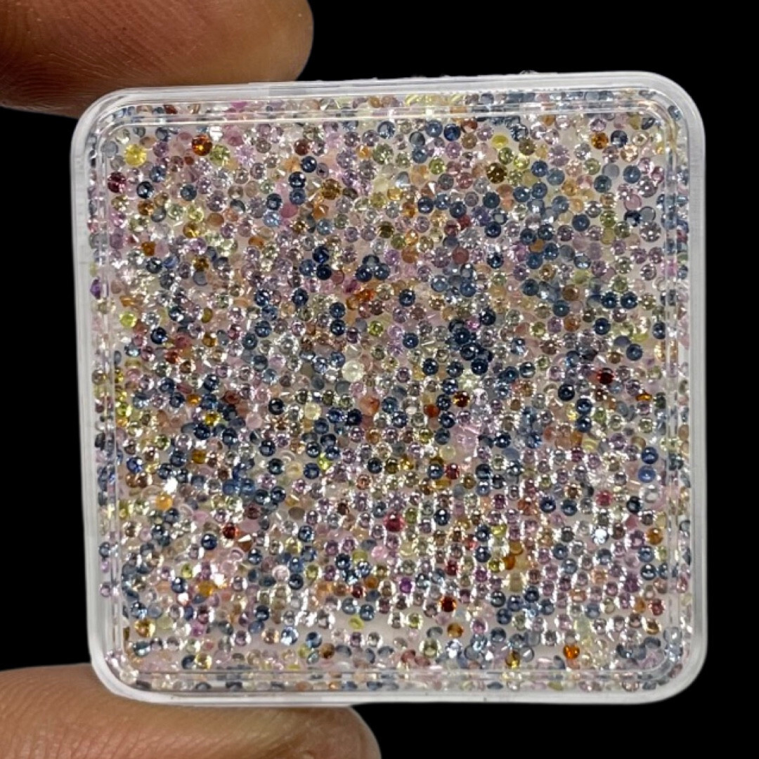 500 Pcs Natural Multi Sapphire 0.9mm-1mm Round Diamond Cut Loose Gemstones Lot