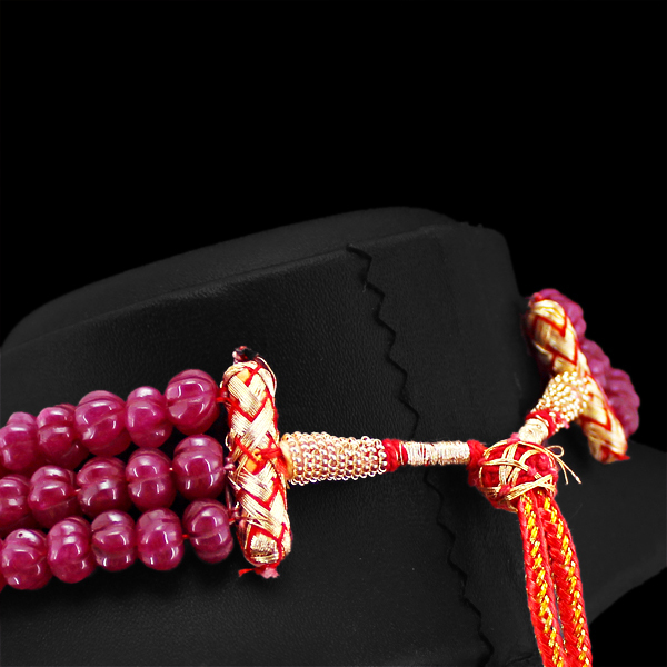OUTSTANDING TOP GRADE 722.00 CTS EARTH MINED 3 LINE RED RUBY BEADS NECKLACE