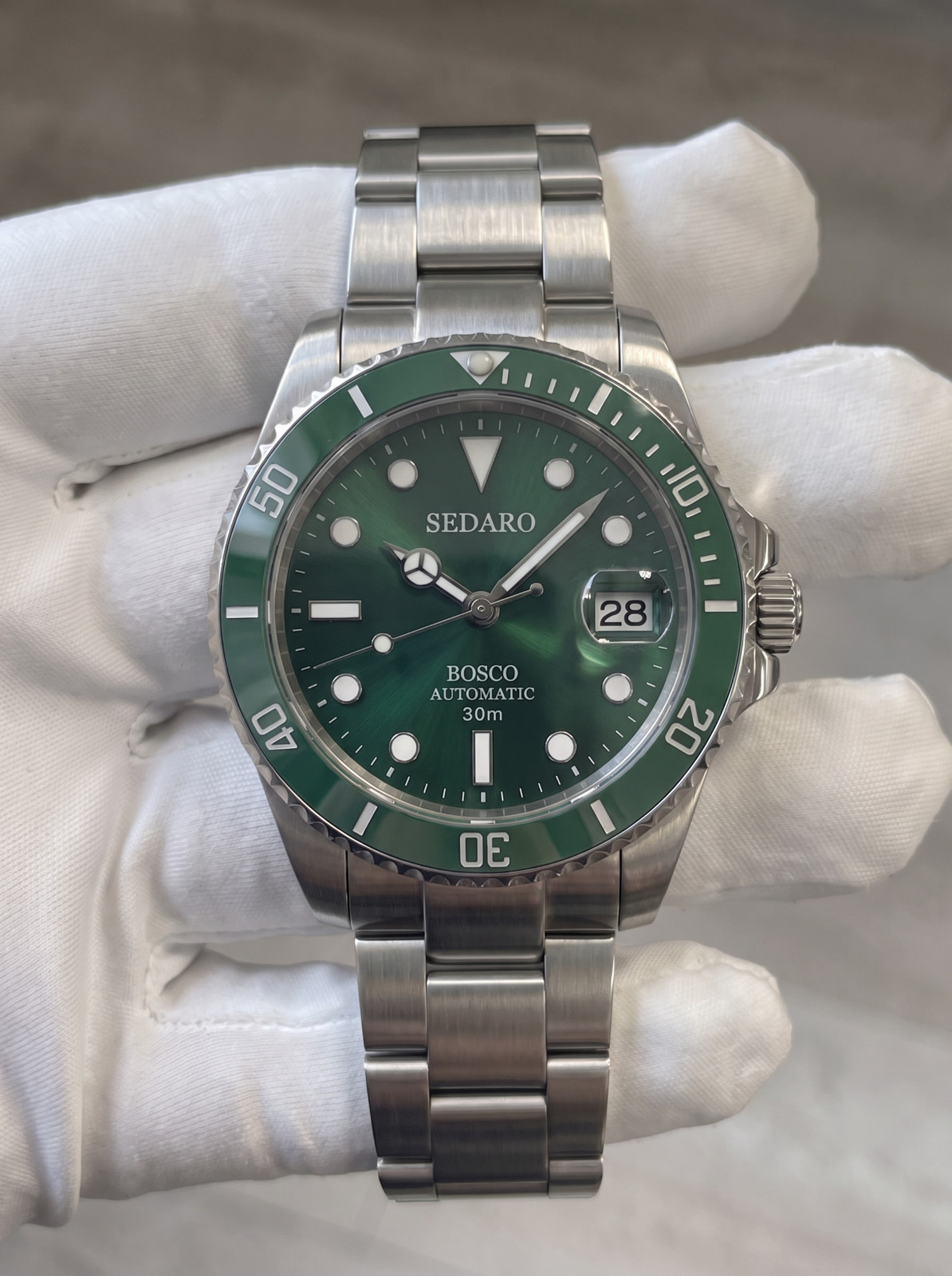 SEDARO Diver Watch NH35 Automatic Green Dial Sapphire Crystal Steel 41mm