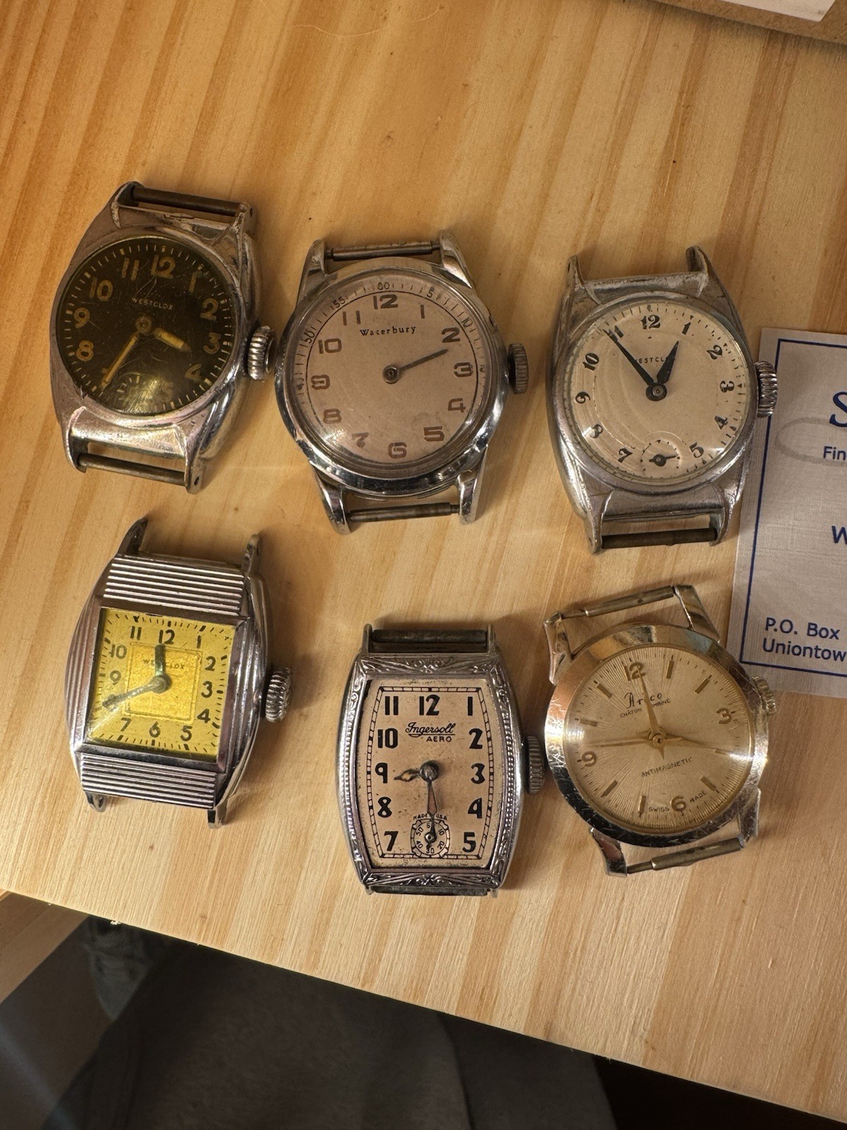 6 Mixed Brands Vintage Manual Wind Wristwatch Lot – Waterbury Westclox Ingersoll