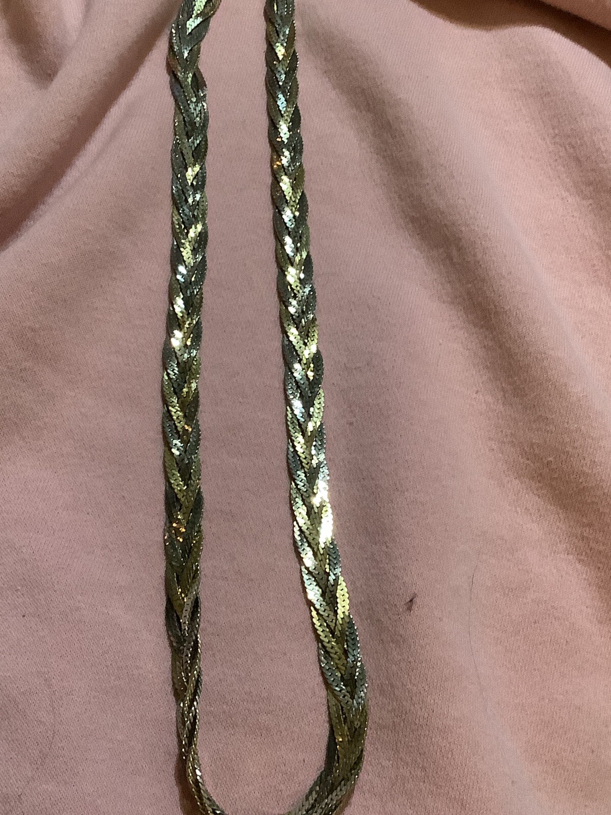 VTG SIGNED KOREA 24″ Copper/ Gold/Silver Tri-Color Braided~ Beautiful