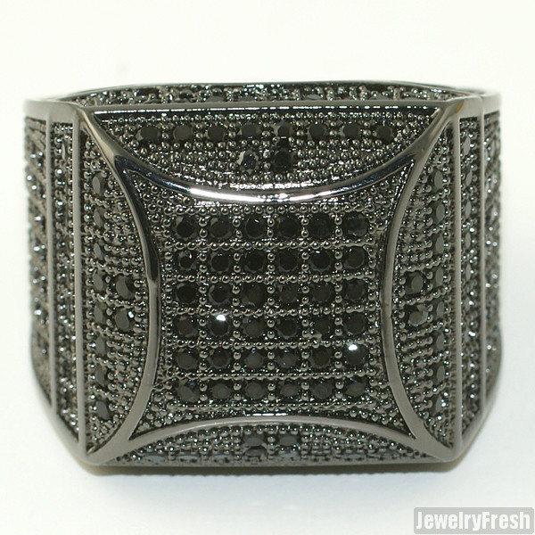 Black Lab Made Fancy Square 360 Micropave Mens Pinky Ring
