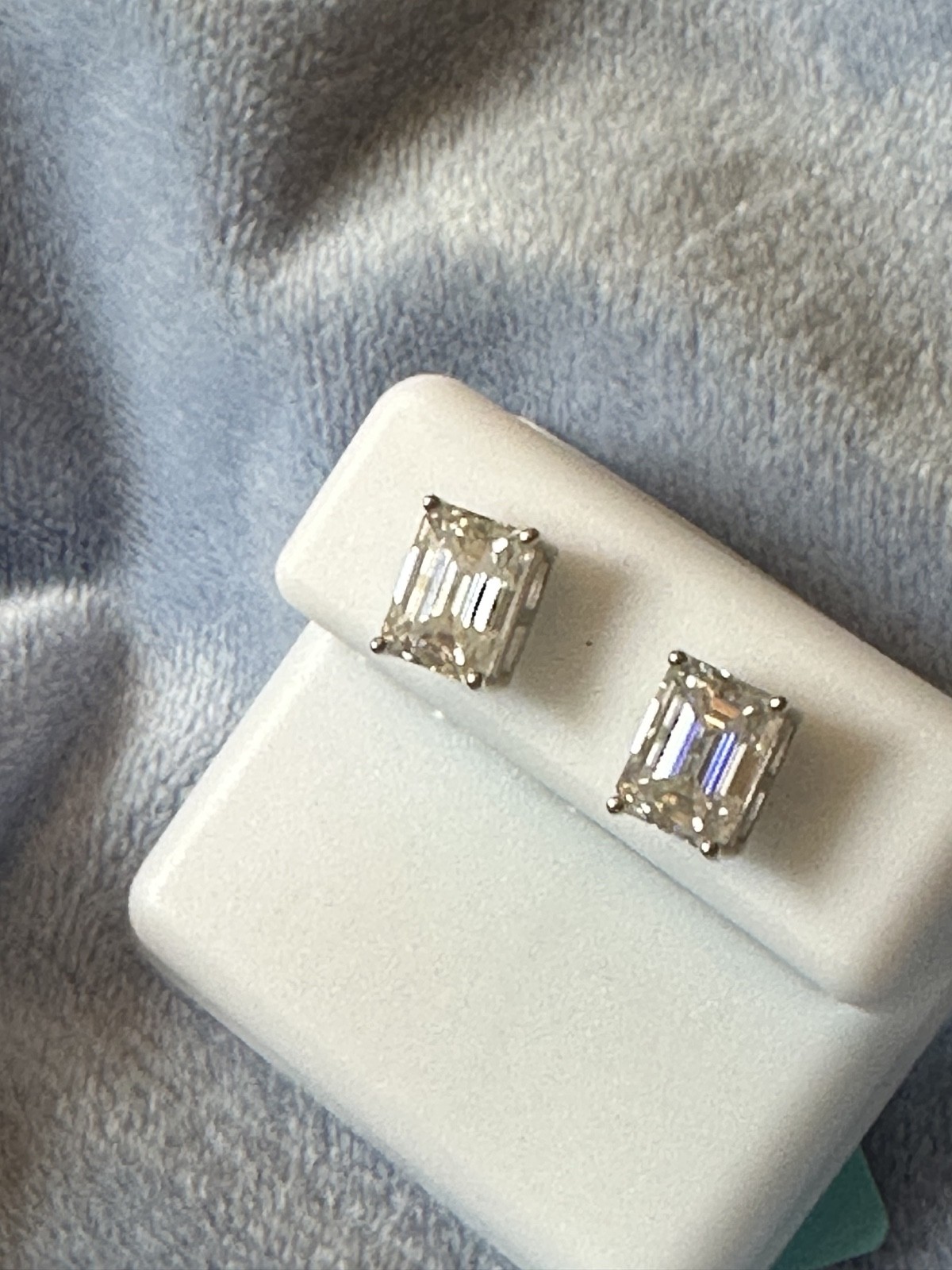925 sterling silver emerald cut moissanite earrings