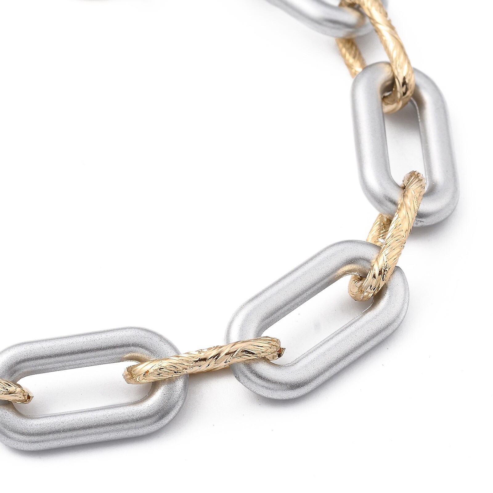 1x CCB Silver Gold Classic Paperclip Charm Chain Bracelet with Toggle Clasps