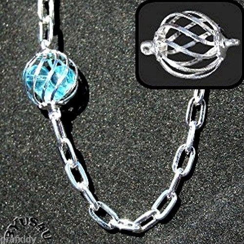 BEAD CAGE OVAL LINK CONNECTOR CHARM 15mm or 12mm GOLD or SILVER PLATED 10 pack