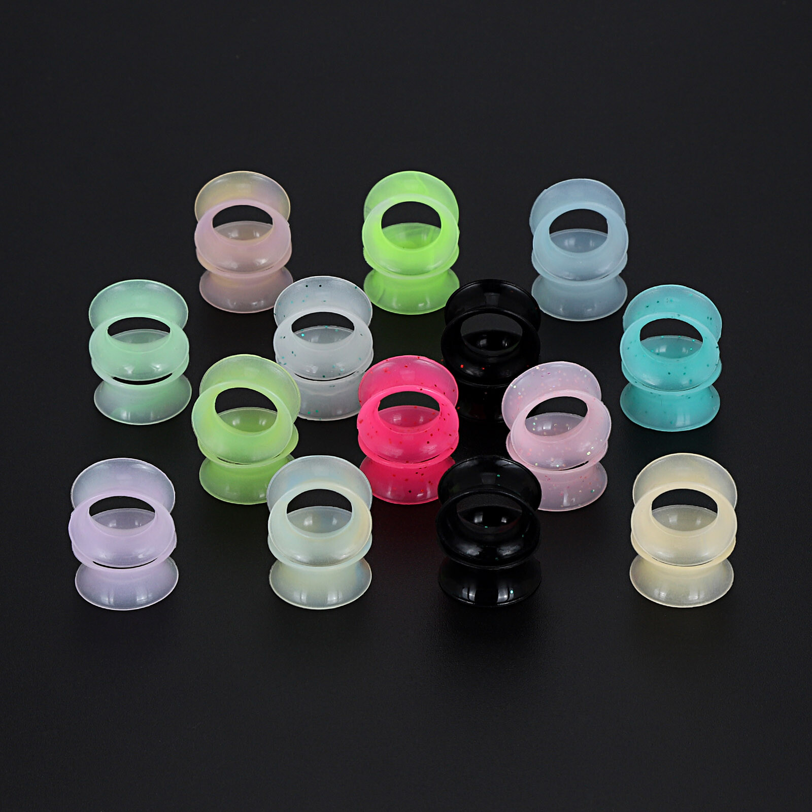 28PCS Soft Silicone Flesh Tunnels Set Flexible Ear Gauge Plug Stretching 2g-3/4″