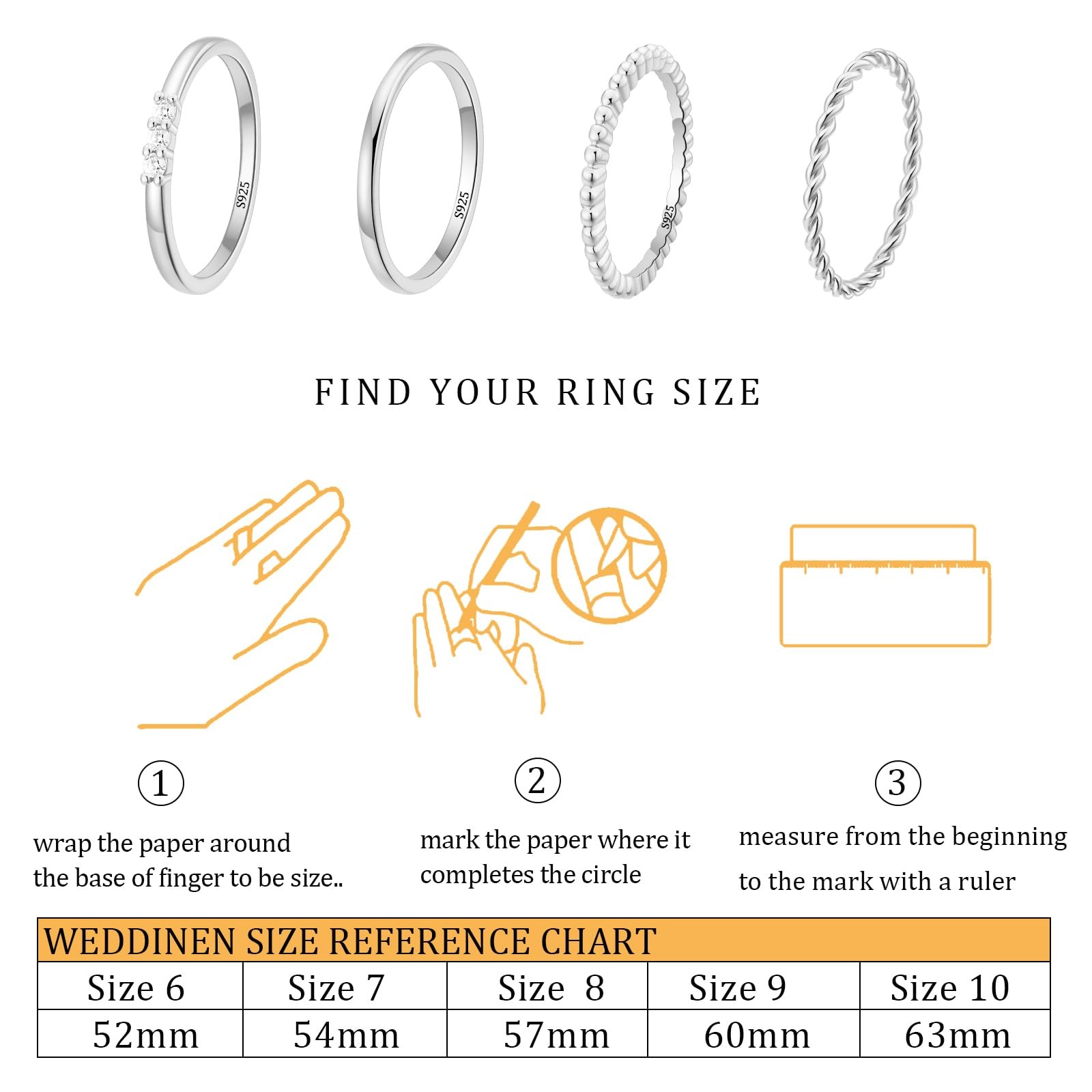 S925 Sterling Silver Rings for Non Tarnish,Dainty Stackable Thumb rings for ,…