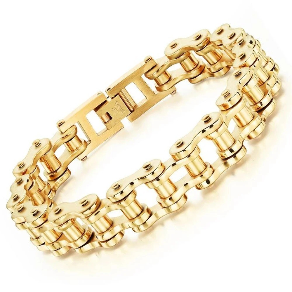 Stainless Steel 8.5 in Solid Motorcycle Bike Chain Design Bracelet Men’s Jewelry