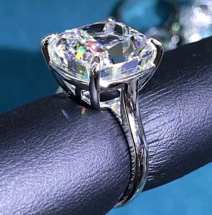 12 Ct Certified Treated Off White Diamond Solitaire Engagement Ring,925 Silver