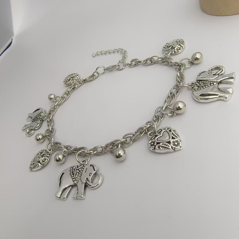 Elegant 925 Plating Silver Beach Sandal Heart Anklet Foot Bracelet Vintage Women
