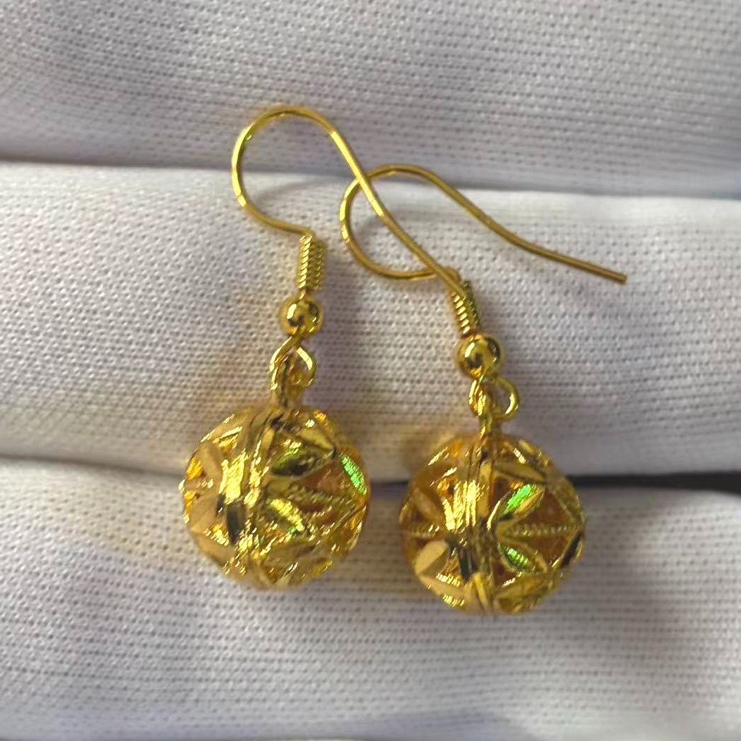 Hollowed-out Balls Drop Dangle Earrings Gold-plated (NOT SURE) No Mark