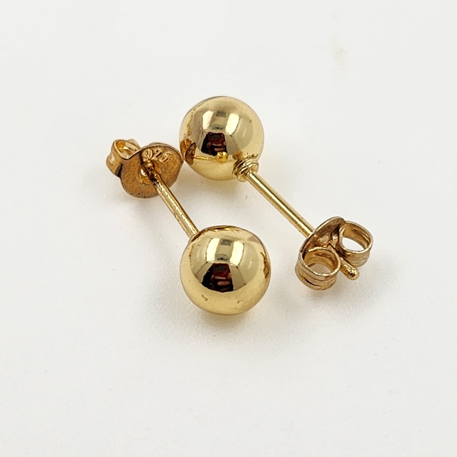 14K Gold Plated Ball Stud Earrings 925 Sterling Silver Stud 3MM-8MM