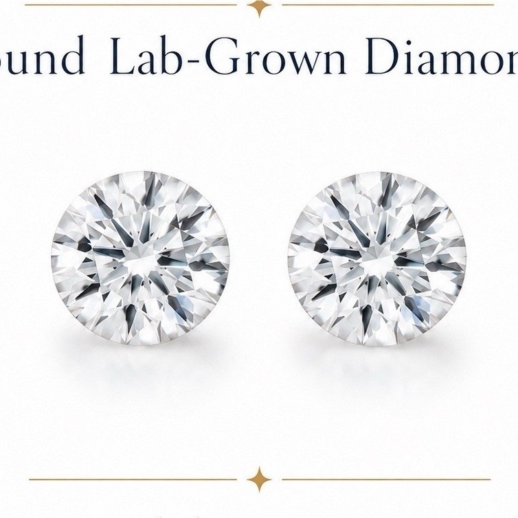 .50Ct (2pcs) Round Lab-Created Diamonds 2pcs 1.00-1.24ctw Total 0.50ct Each