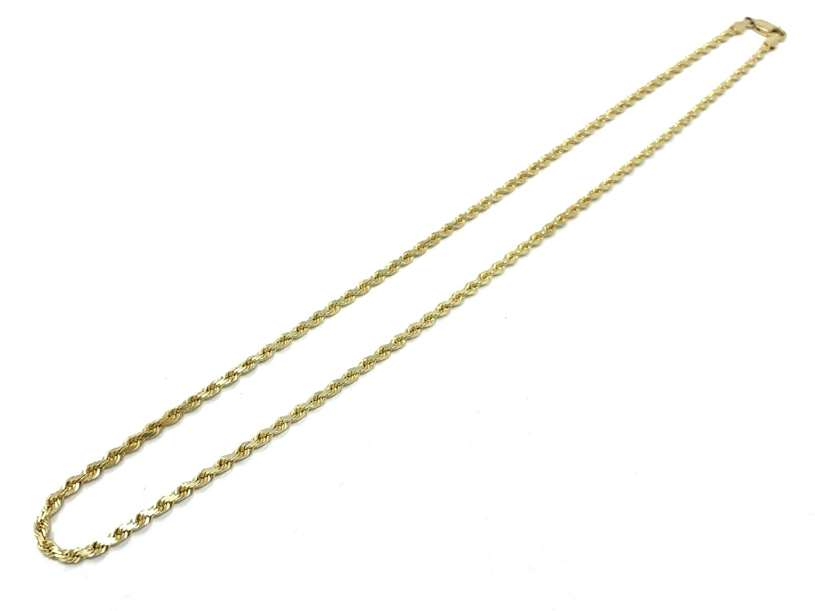 14k Yellow Gold Solid Diamond Cut Rope Chain Necklace 20″ 3mm 16.3 grams
