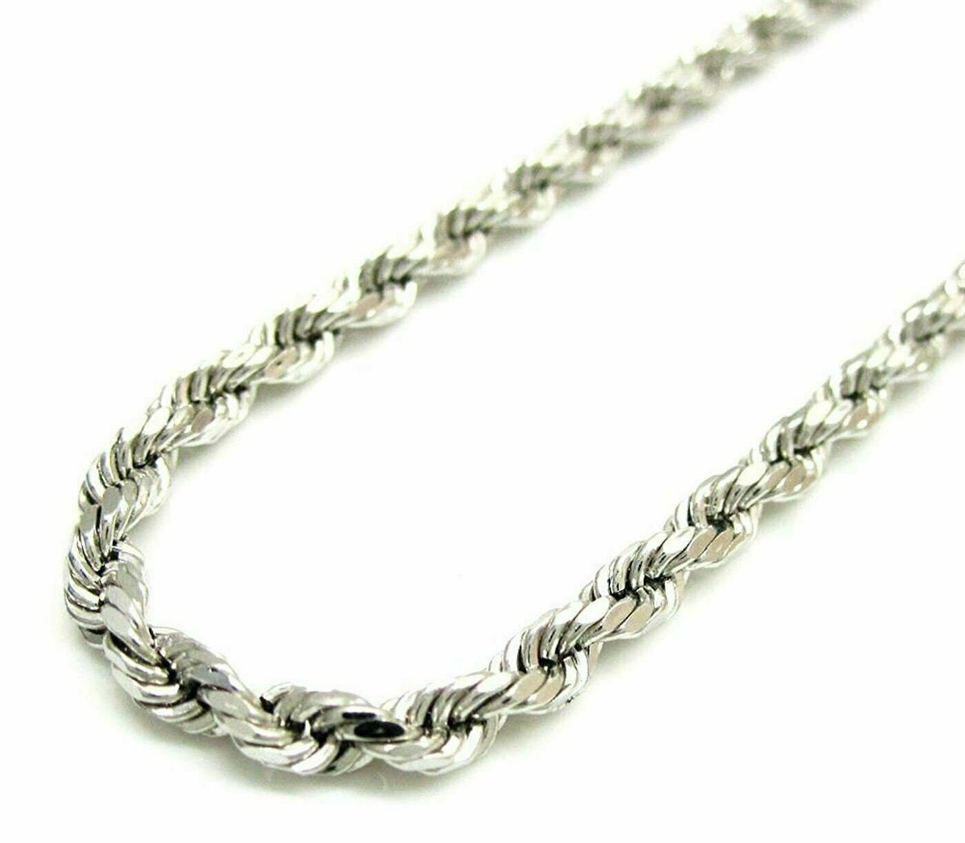Solid 925 Sterling Silver Italian Rope Chain Mens Necklace 5mm – Diamond Cut