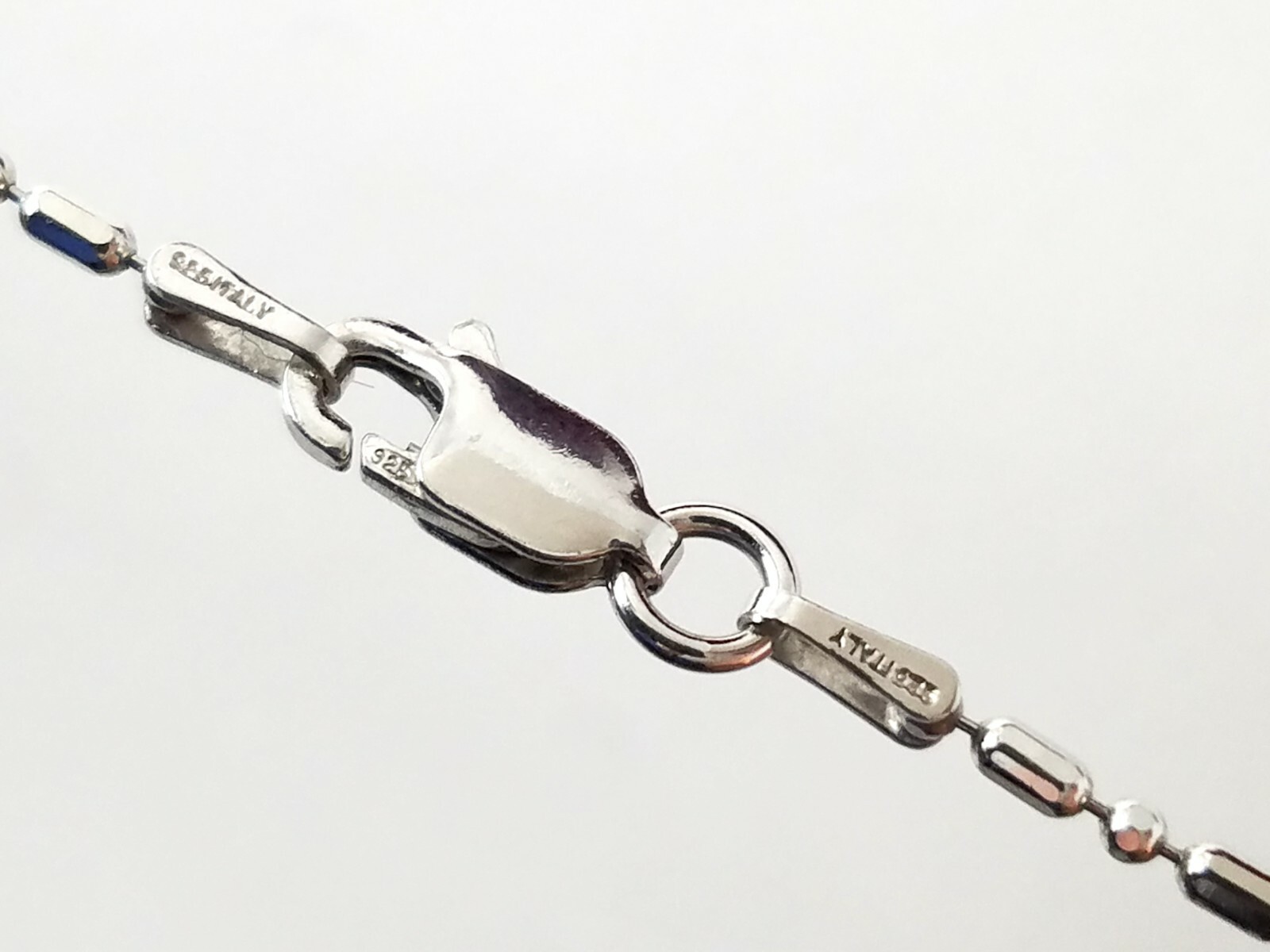 Sterling Silver .925 sparkly Bar & Bead Chain 1.5mm – Lobster claw, 16″ or 18″