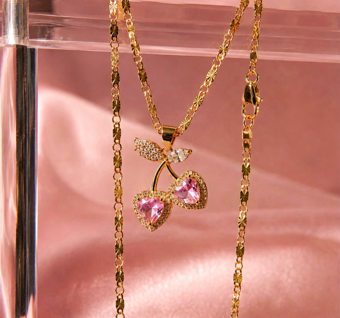 Pink cherries & golden details 💗