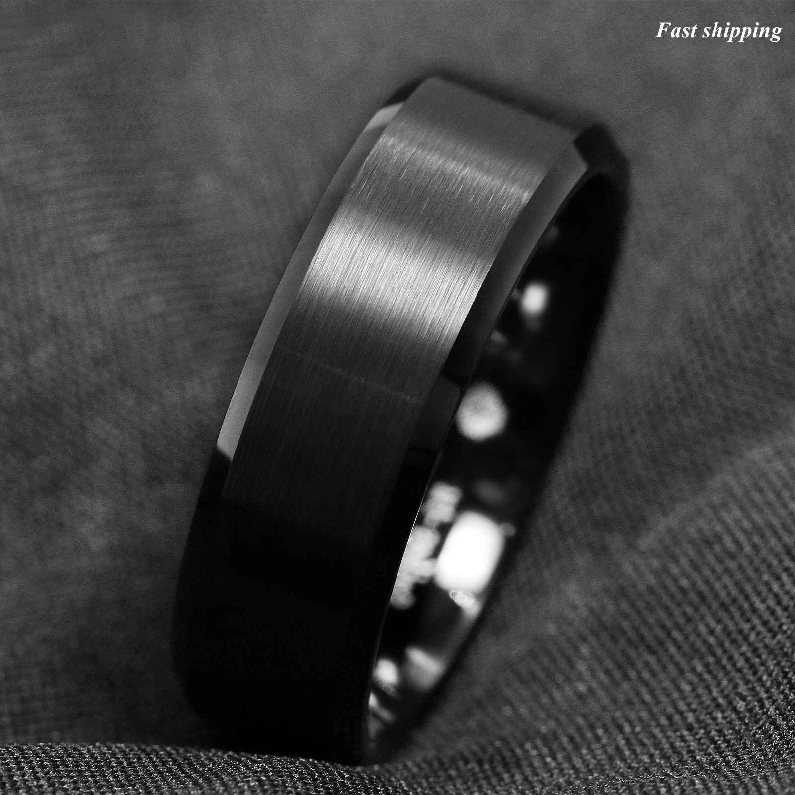 8/6mm Classic Black Brushed Tungsten Carbide Ring Bridal Band ATOP Men’s Jewelry