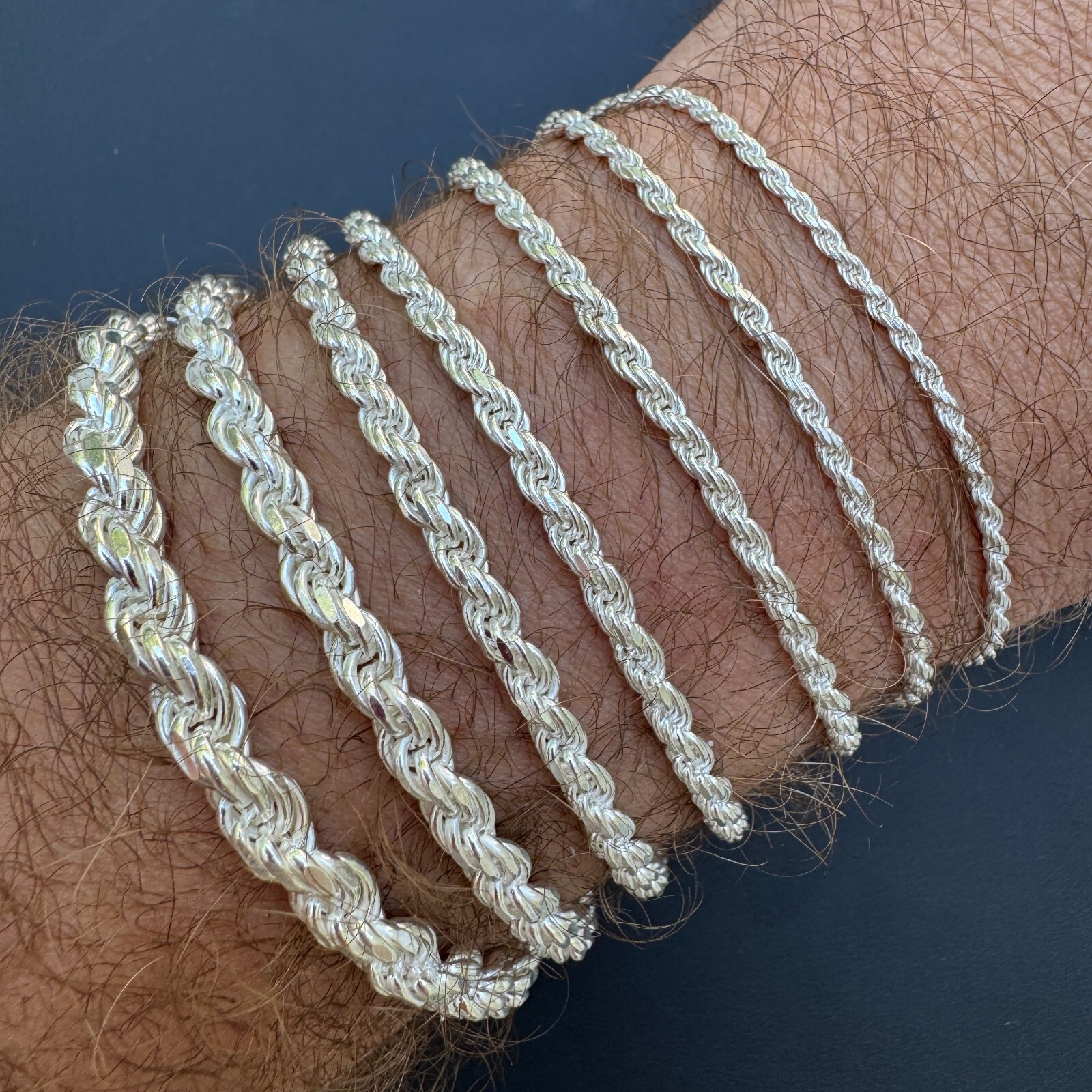 Real Solid 925 Sterling Silver Rope Bracelet 2mm-6mm Men’s Women’s 6-9″