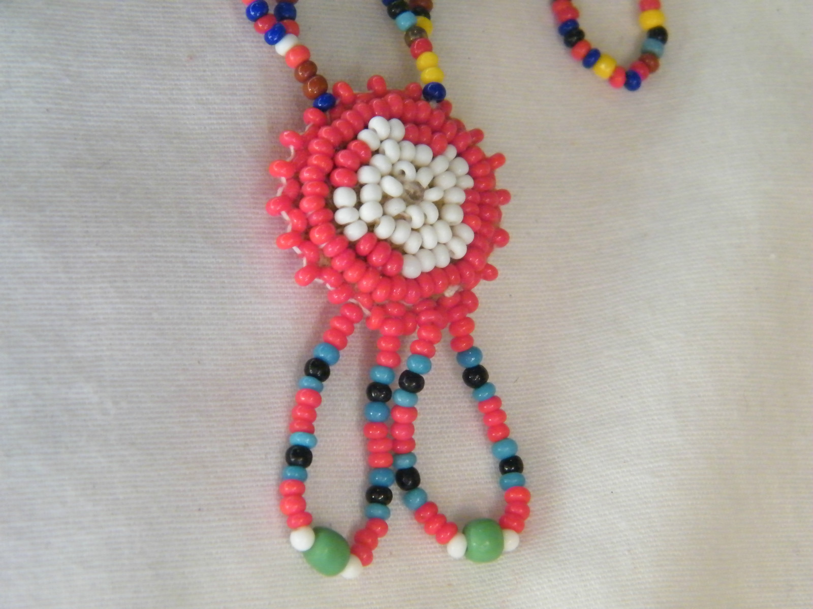 Beautiful NA Style Beaded Necklace Pendant Colorful 24 Inches Long NICE