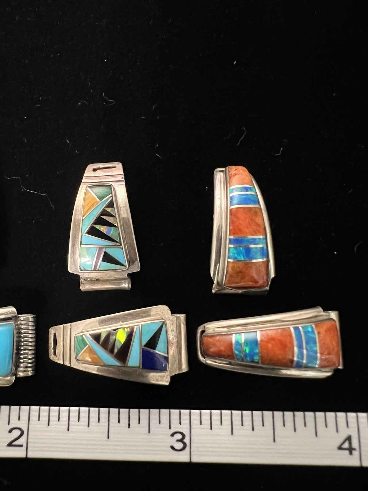Vintage Sterling Native American Indian Handmade SMALL Watch-Tip LOT (4) Signed