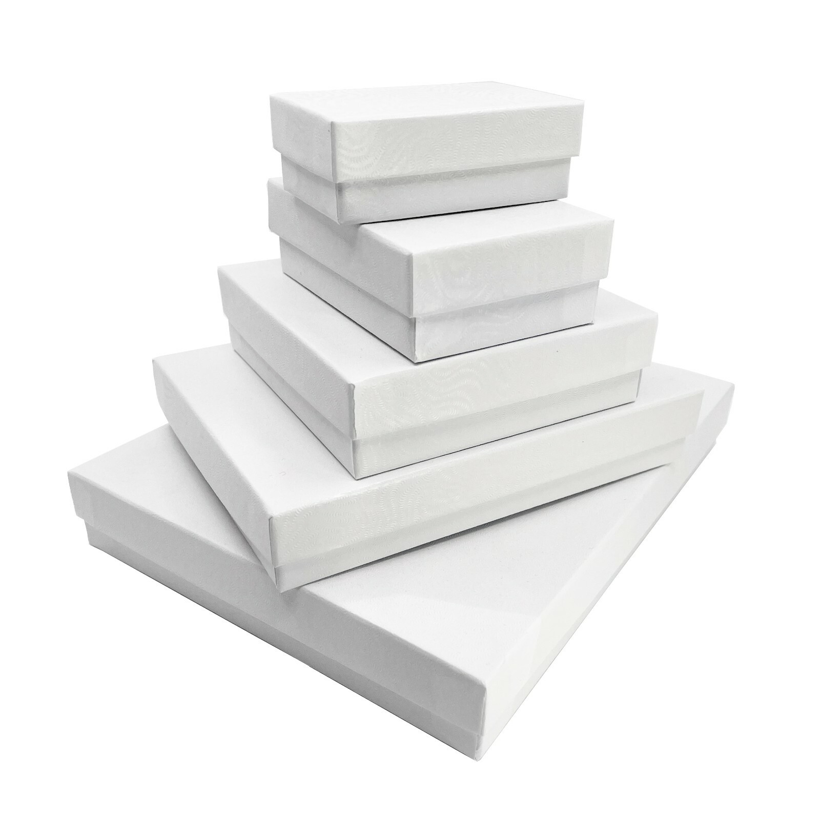 White Cotton Filled Gift Box Jewelry Craft Collectible Packaging Boxes 20~50~100