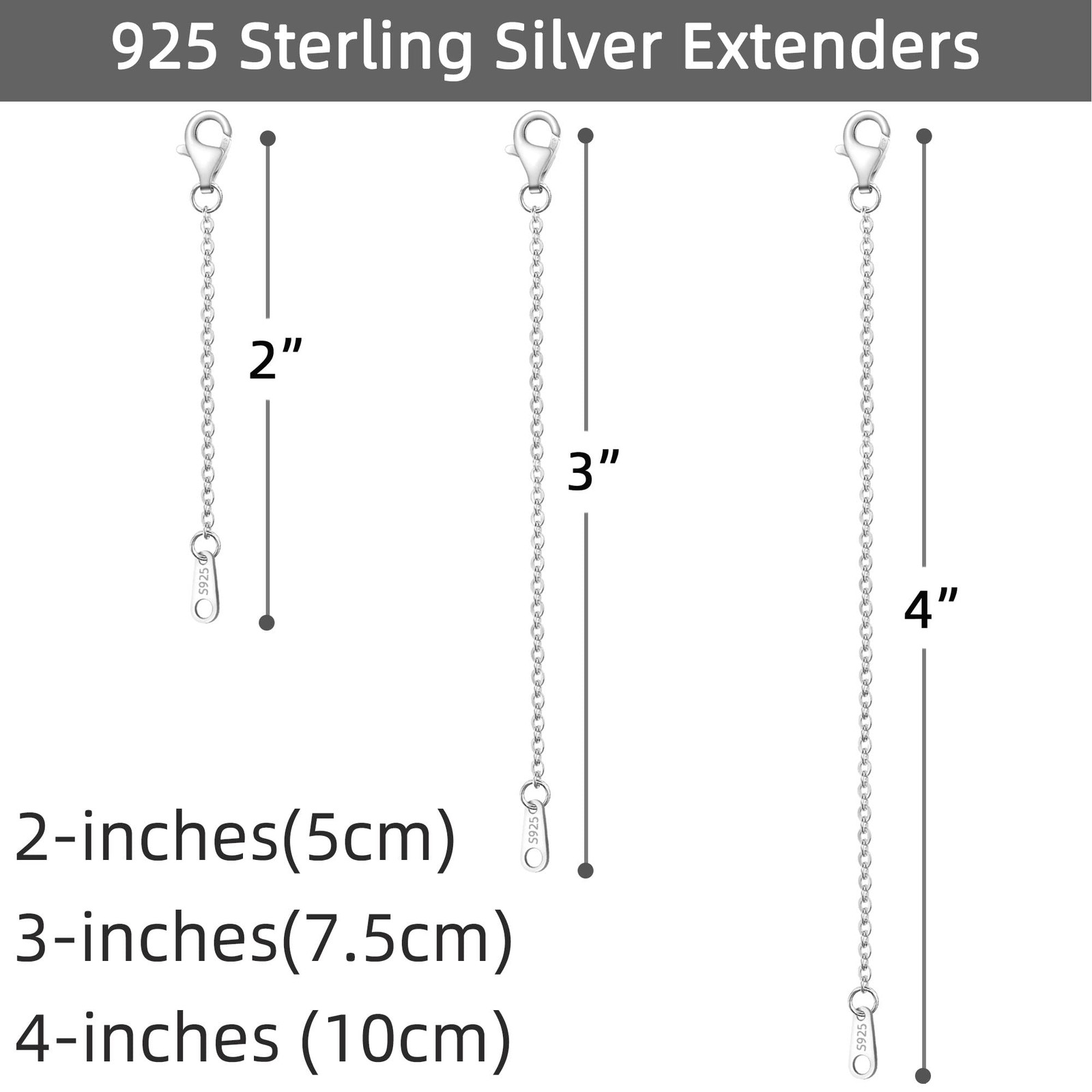 VANBARIS Sterling Silver Necklace Extenders for Women Silver Chain Extension …