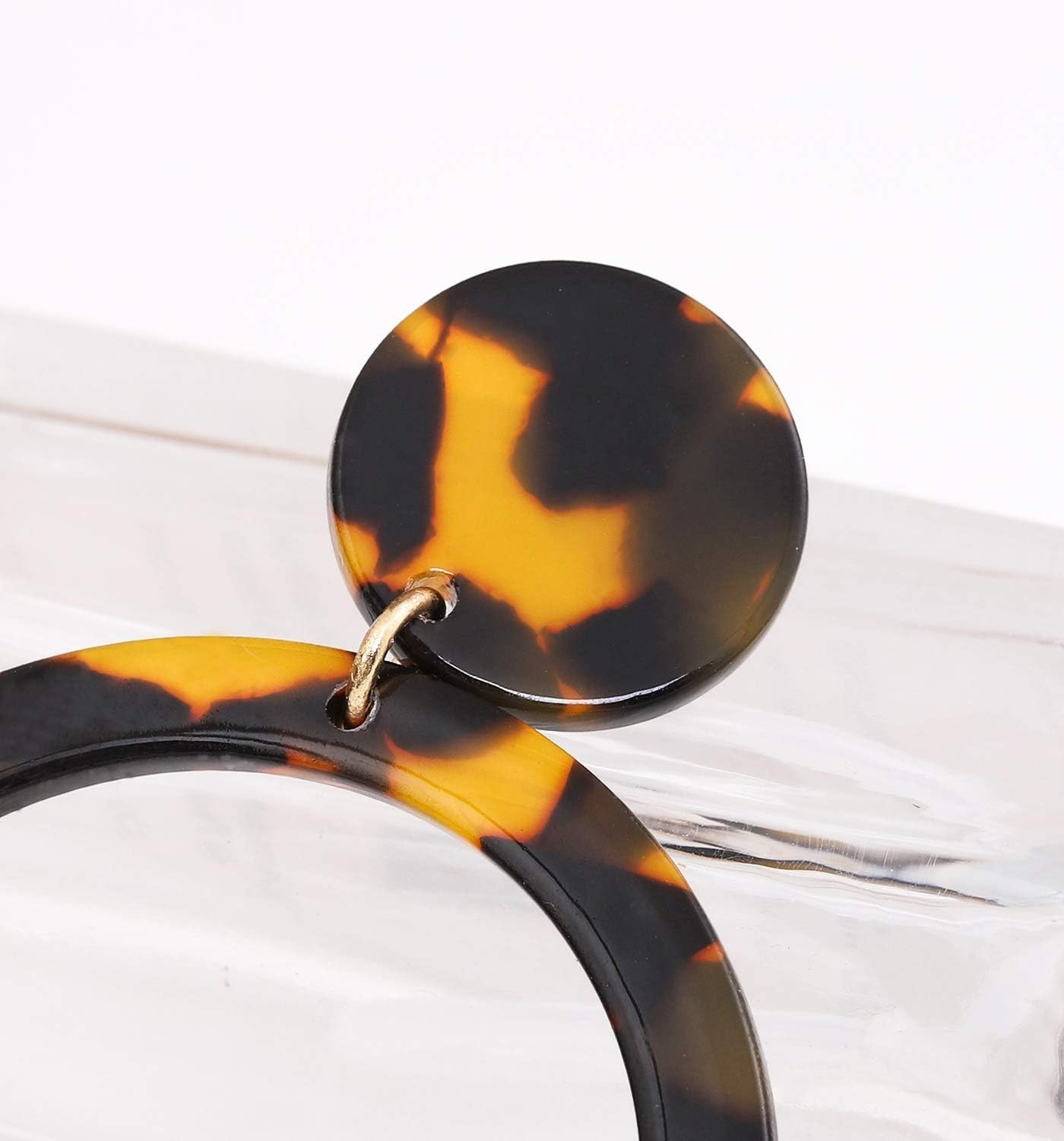 Acrylic Circle Drop Dangle Earrings Tortoise Shell Hoop Mottled