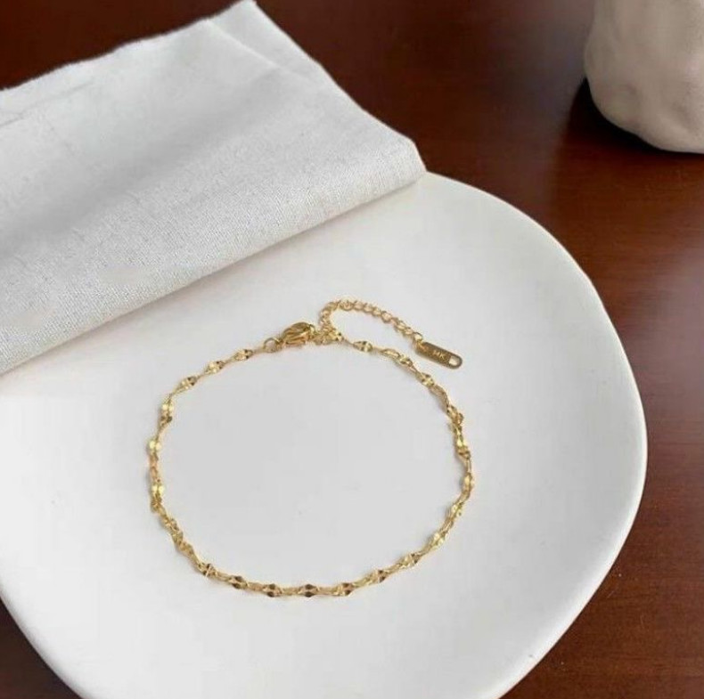 Women Stainless Steel 18K Gold Plated Anklets Smooth Chain Ankle 8-10″ PE10