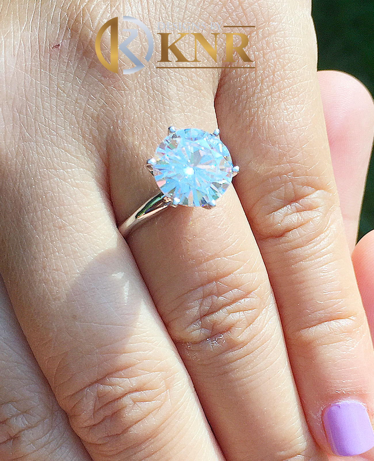 14K SOLID WHITE GOLD 5.00 CARAT ROUND CUT MOISSANITE SOLITAIRE RING SIX PRONG
