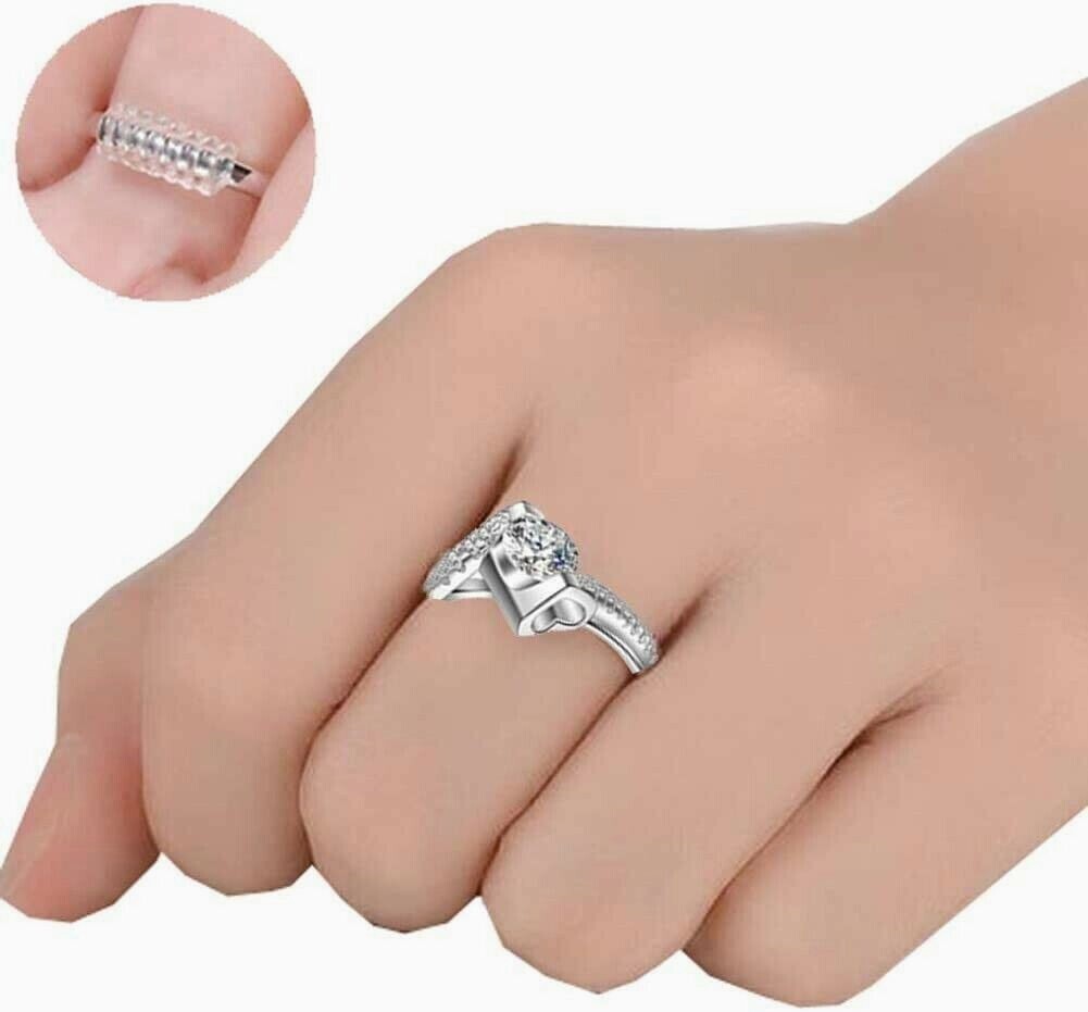 16Pcs Clear Ring Sizer Jewelry Ring Size Adjuster Invisible Fit Reducer Guard US