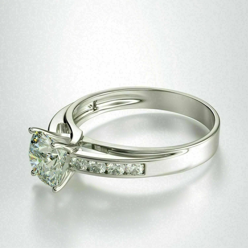 2.00Ct Lab Created Round White Diamond Engagement Ring 18K White Gold Over