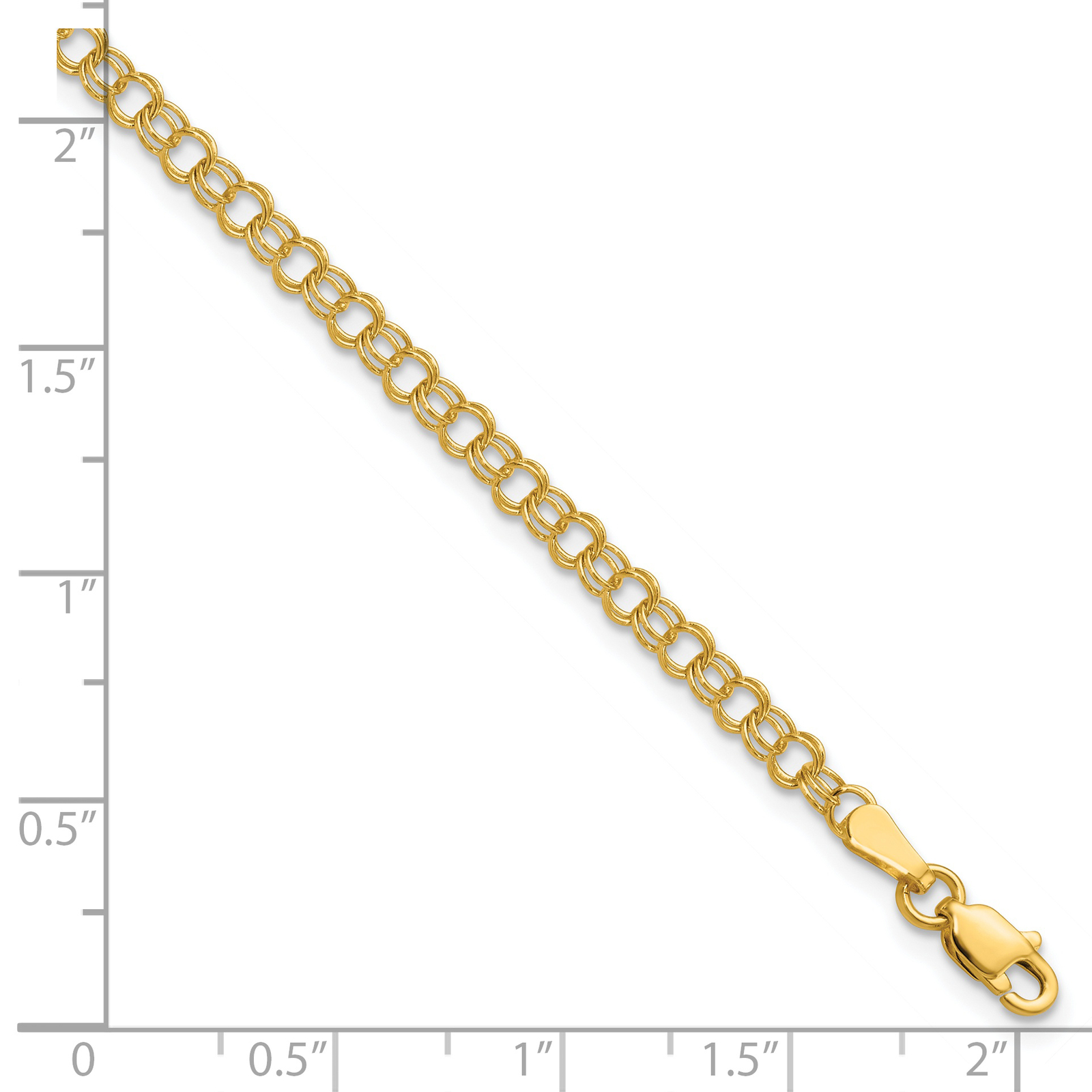 14k 3.5mm Solid Double Link Charm Bracelet DO554