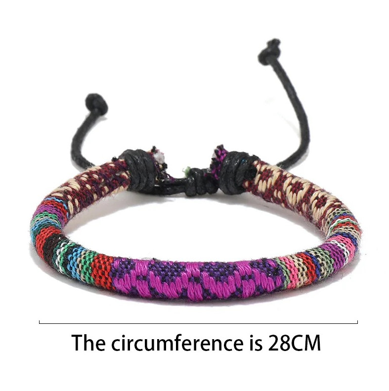 12pcs Bohemian Adjustable Unisex Bracelets Colorful Cotton Ethnic Style Set