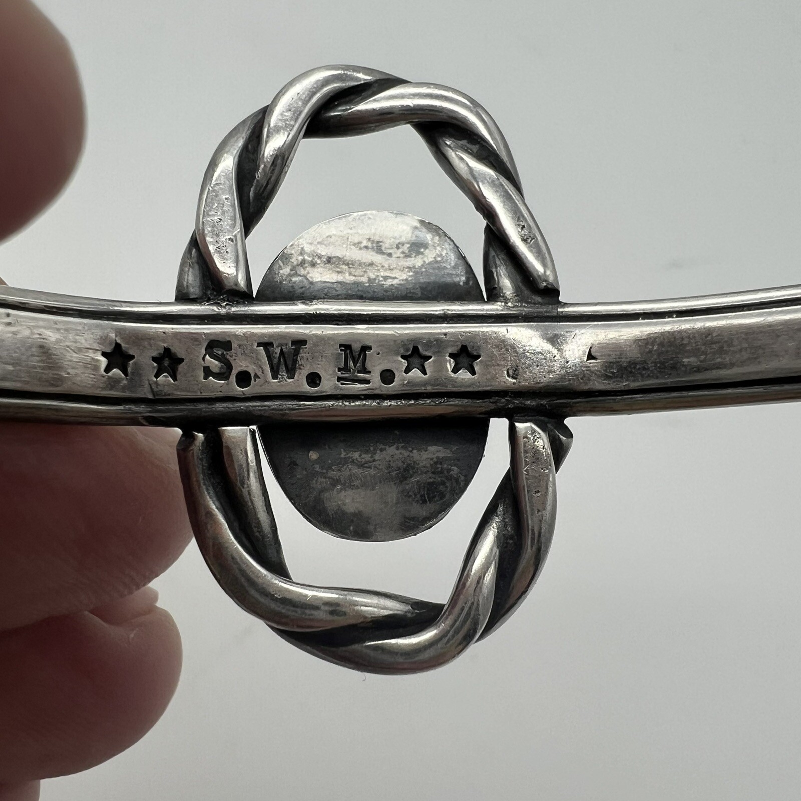 Indigenous American Sterling & Turquoise Cuff Vintage 70’s Signed 20.11 Grams