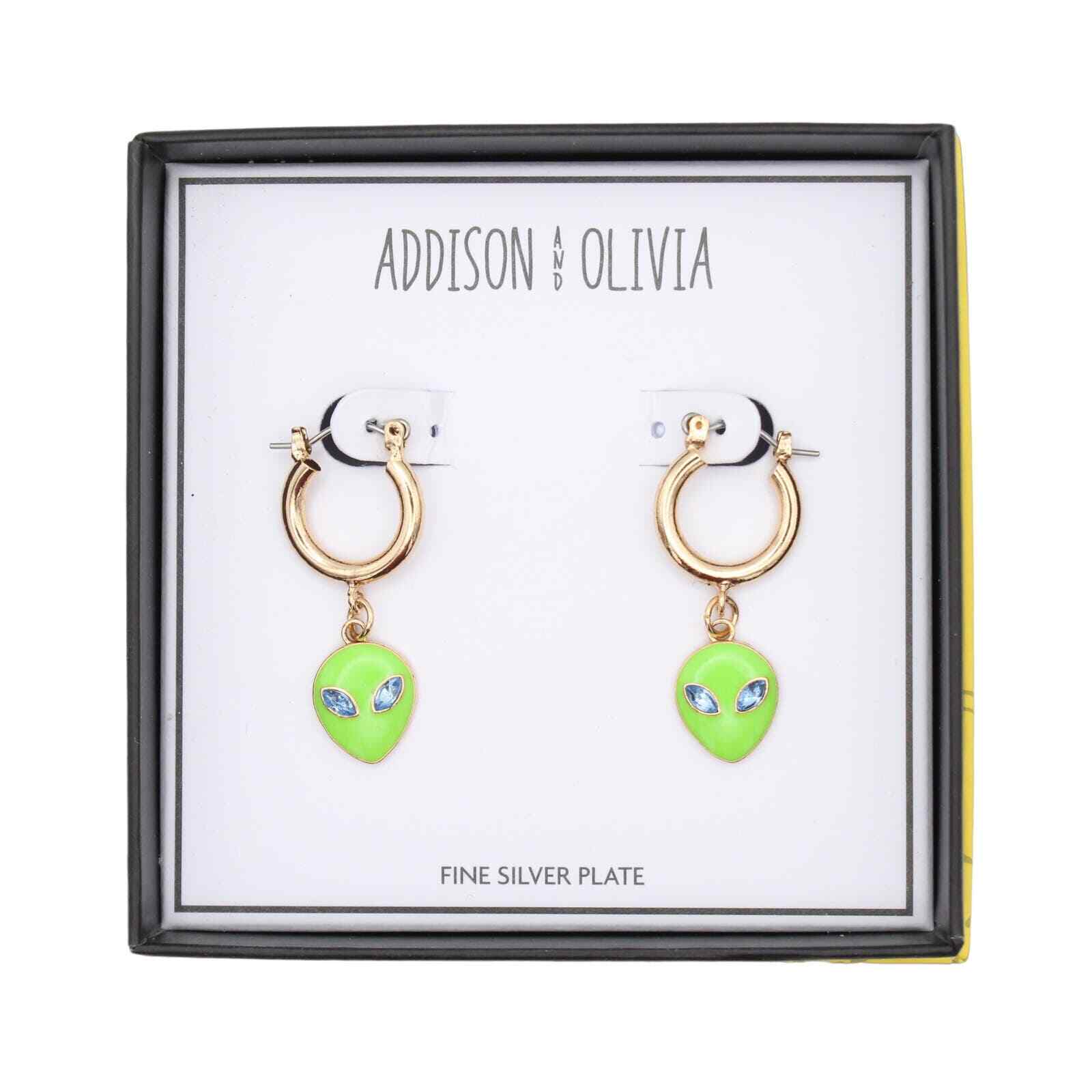 Gold Over Fine Silver Plate Alien Head Rhinestone Earrings #BX002
